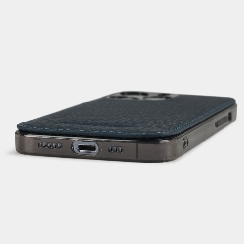 Чехол для iPhone 15 Pro Max из кожи теленка, синего цвета