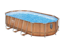 Каркасный овальный бассейн Bestway 610х366х122 см + фильтр-насос 9463 л/ч, лестница, гидромассаж, подсветка (56719 BW)