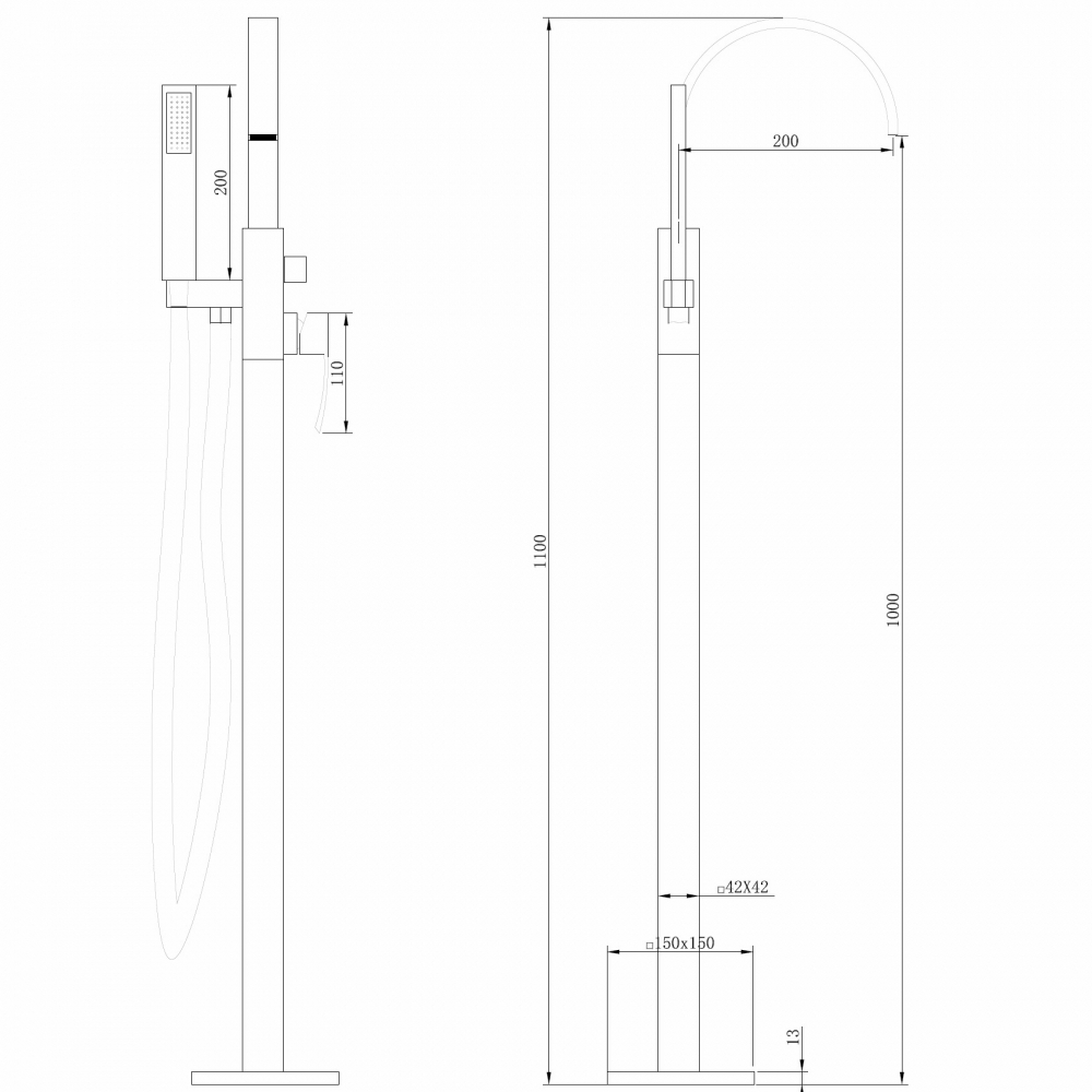 Смеситель ABBER Wasserfall AF8615G напольный, золото матовое