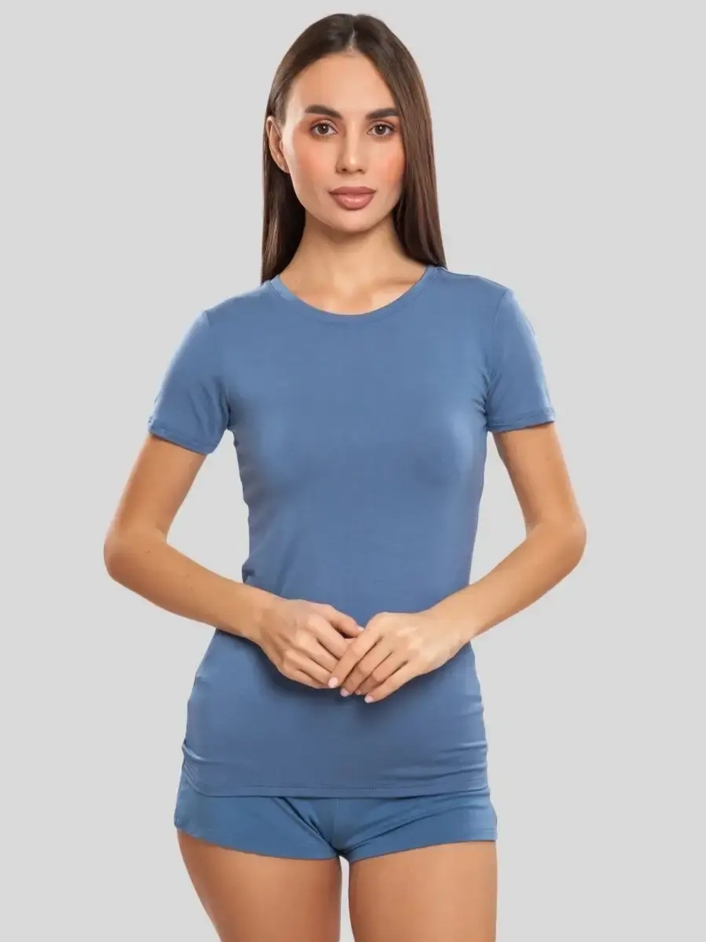 Футболка облегающая однотонная