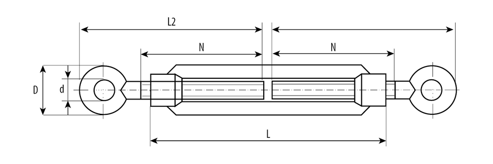 Талреп DIN 1480, кольцо-кольцо, М8, 1 шт, кованая натяжная муфта, оцинкованный, ЗУБР Профессионал