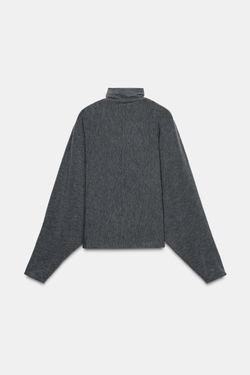 ZARA ФУТБОЛКА С ВОРОТНИКОМ-СТОЙКОЙ, СЕРЫЙ