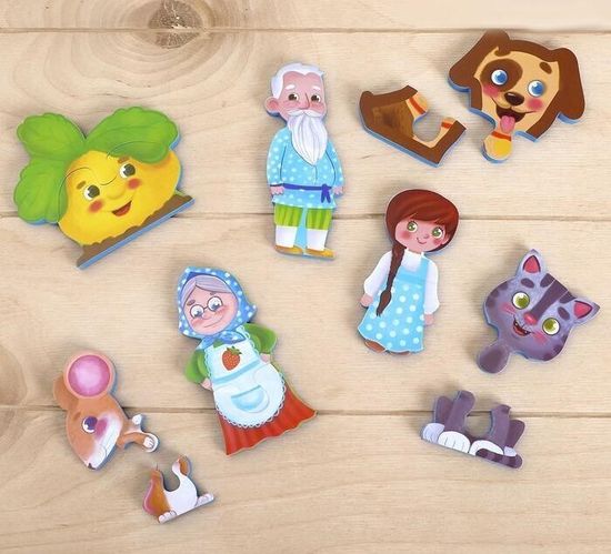 Сказка-пазлы с декорациями "Кукольный театр: Репка", по методике Монтессори