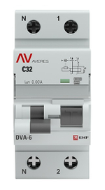 Автомат дифференциальный EKF rcbo6-1pn-32C-30-a-av