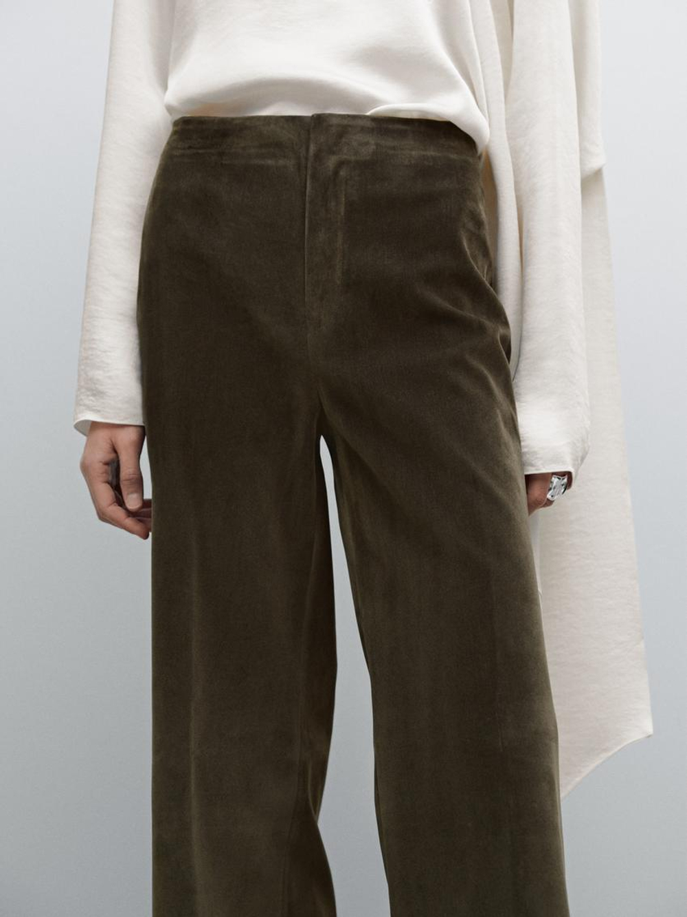 Massimo Dutti Брюки из бархата - Studio, хаки