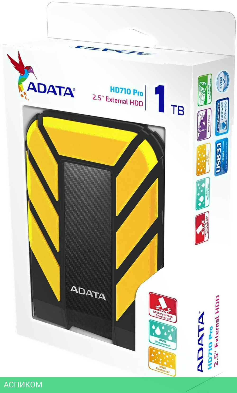 Внешний накопитель A-Data HD710 Pro 2TB желтый (AHD710P-2TU31-CYL)