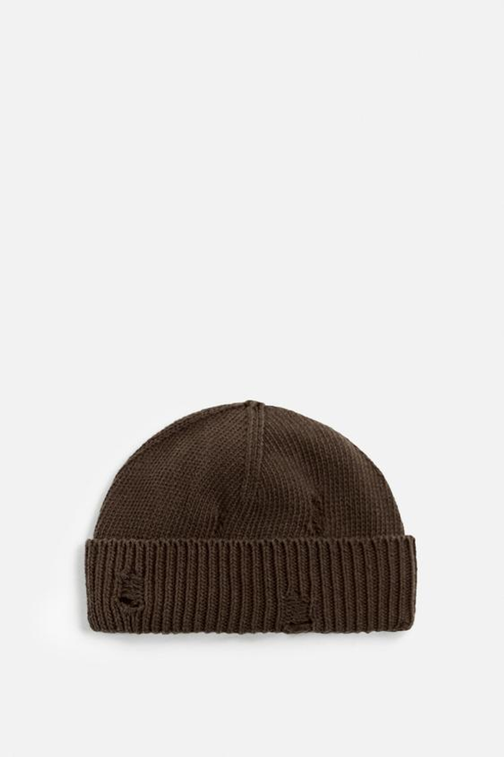 ZARA ТРИКОТАЖНАЯ ШАПКА С РАЗРЕЗАМИ, КОРИЧНЕВЫЙ