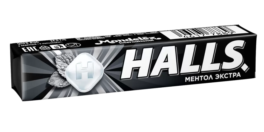 Карамель леденцовая Halls Ментол Экстра со вкусом ментола и эвкалипта, 24,5 г