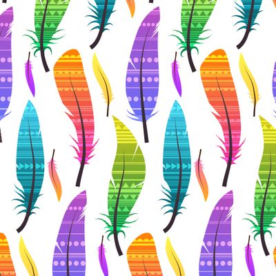 Разноцветные перья с этно узором