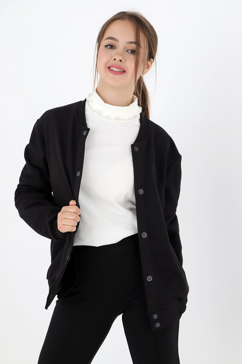 Джемпер для девочки Бомбер-1 Виотекс ЧЁРНЫЙ