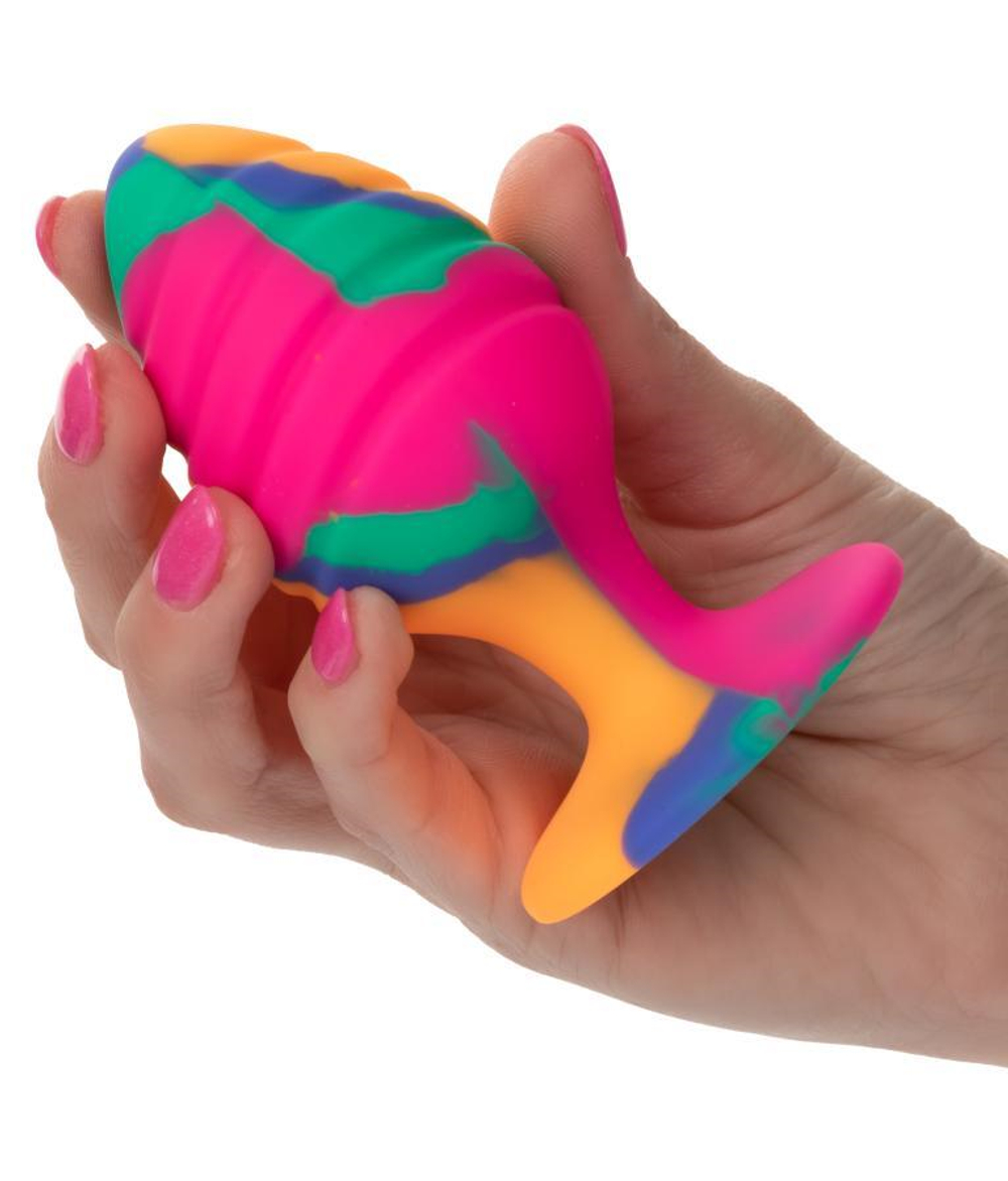 Яркая анальная пробка Cheeky Large Swirl Tie-Dye Plug - 9 см.