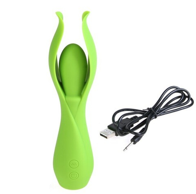 Силиконовый вибратор в виде цветка LUST L5 (10 режимов) (Цвет: зеленый)