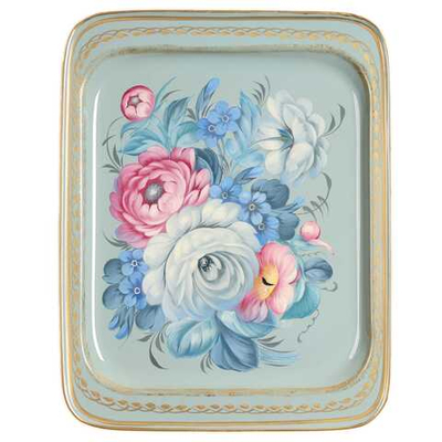 Жостовский поднос декоративный, размер 33х26 см (A13), металлический