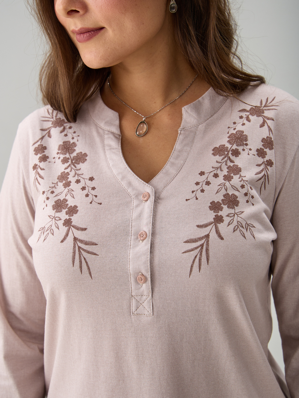 Блузка БЛ-22/бежевыйрогожка-цветы-п