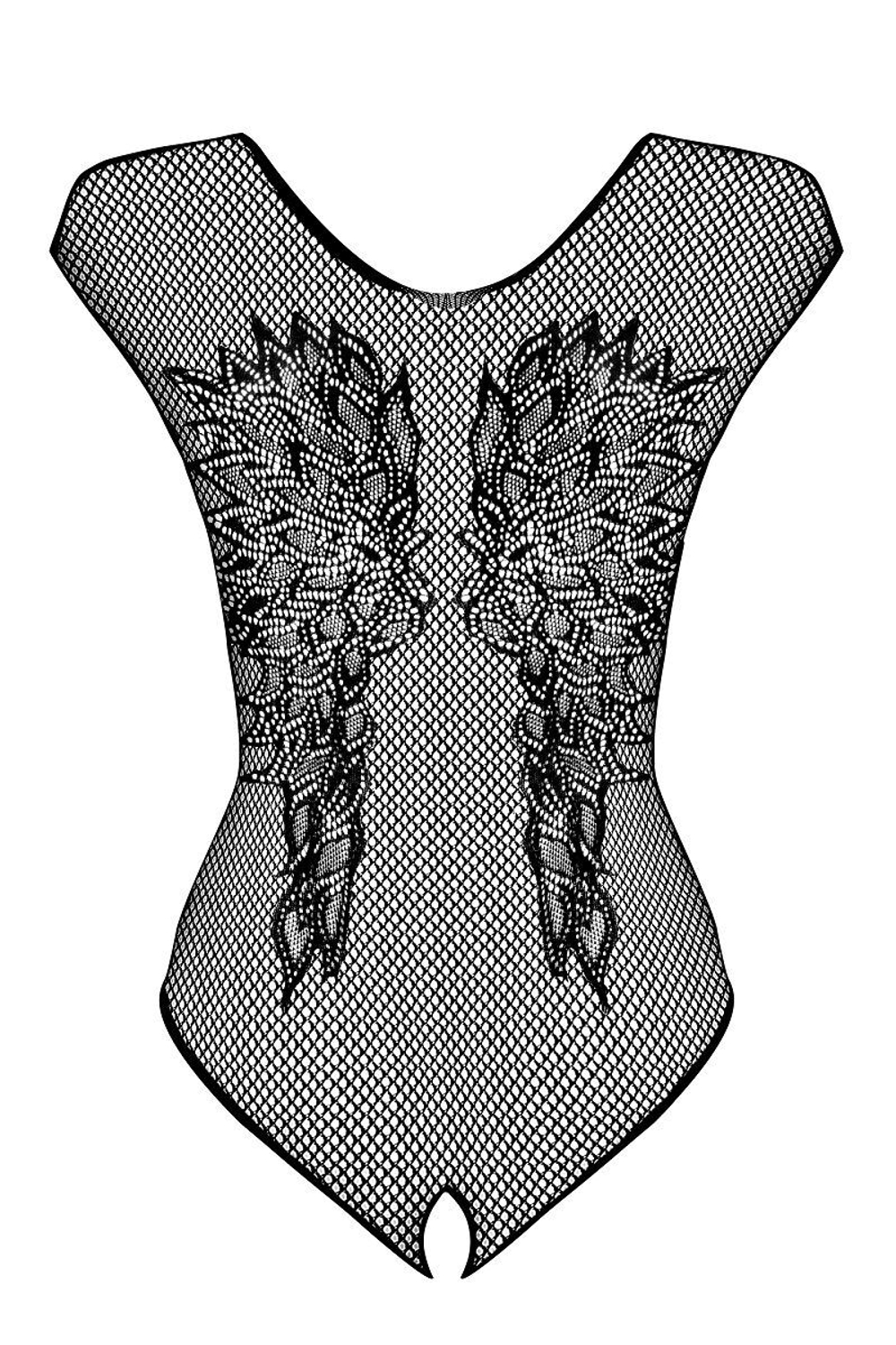 Боди из сеточки с рисунком в виде крыльев на спинке (Размер: S-M-L) (Цвет: черный)