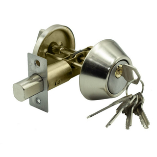 Китай Замок врезной DeadBolt 101 "К-19" никель кл/верт 5 кл.  (022803) длин. стержень)