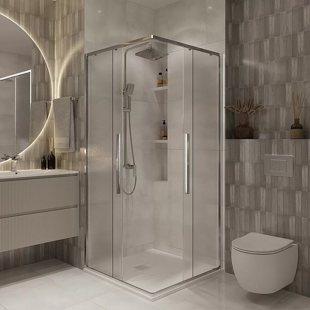 Душевой уголок Niagara Nova NG-3622-34 80х80 стекло шиншилла/профиль хром