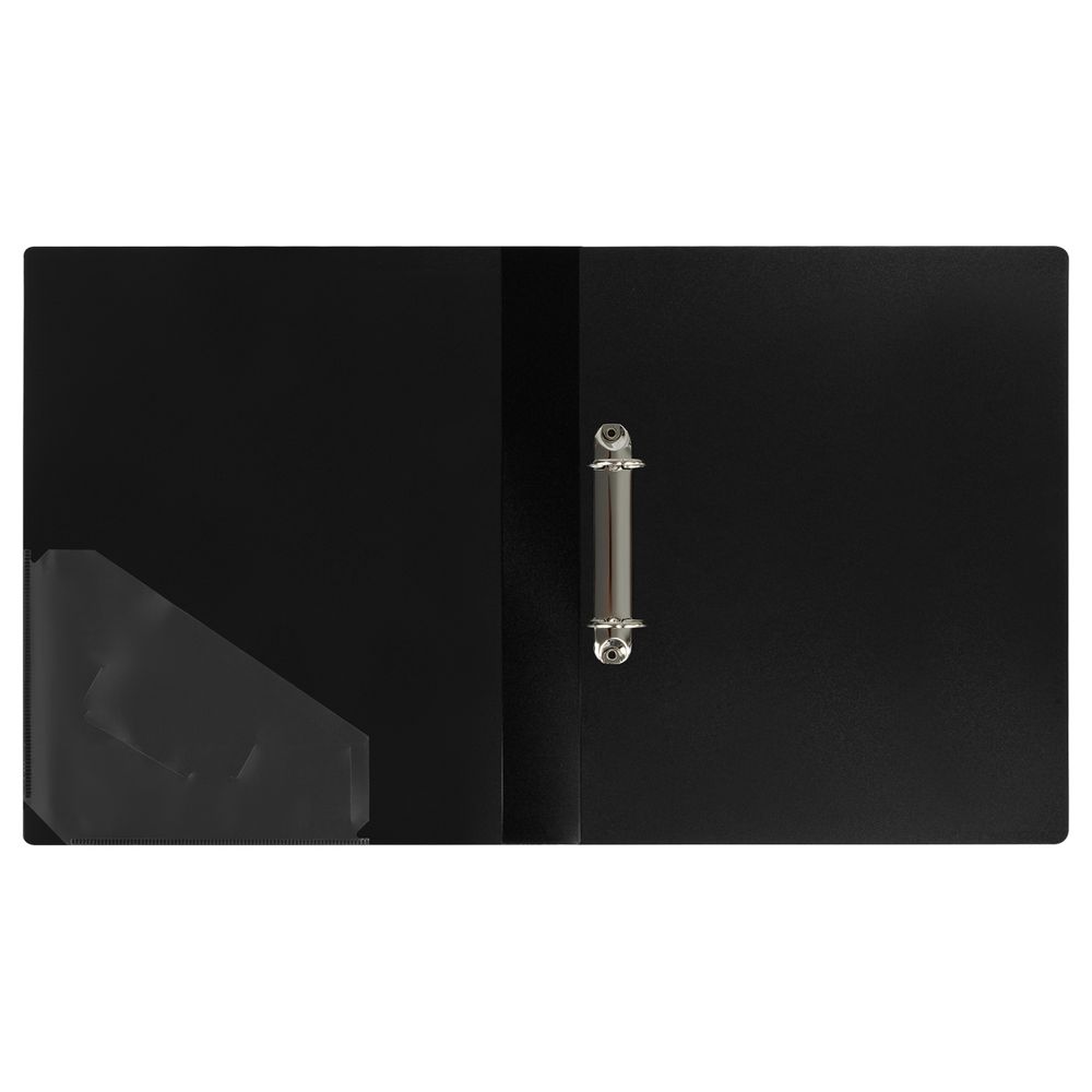 Папка на 2-х кольцах, 40мм, Стамм Стандарт, 700мкм, внутрен. карман, корешок с карманом, черная