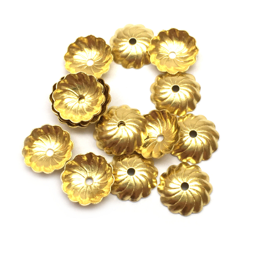 Шапочки для бусин "Вихрь" 10х3 мм (10 шт), под золото