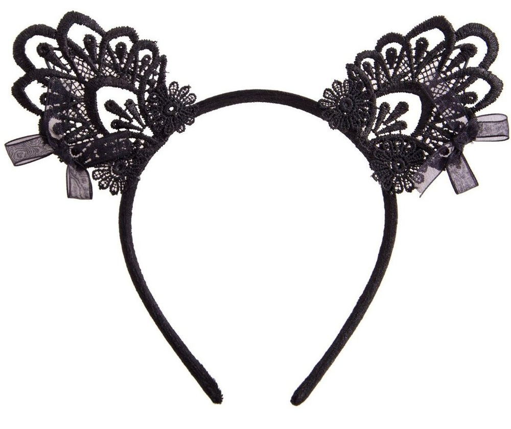 Ушки кошечки из кружева Leg Avenue (Цвет: черный)