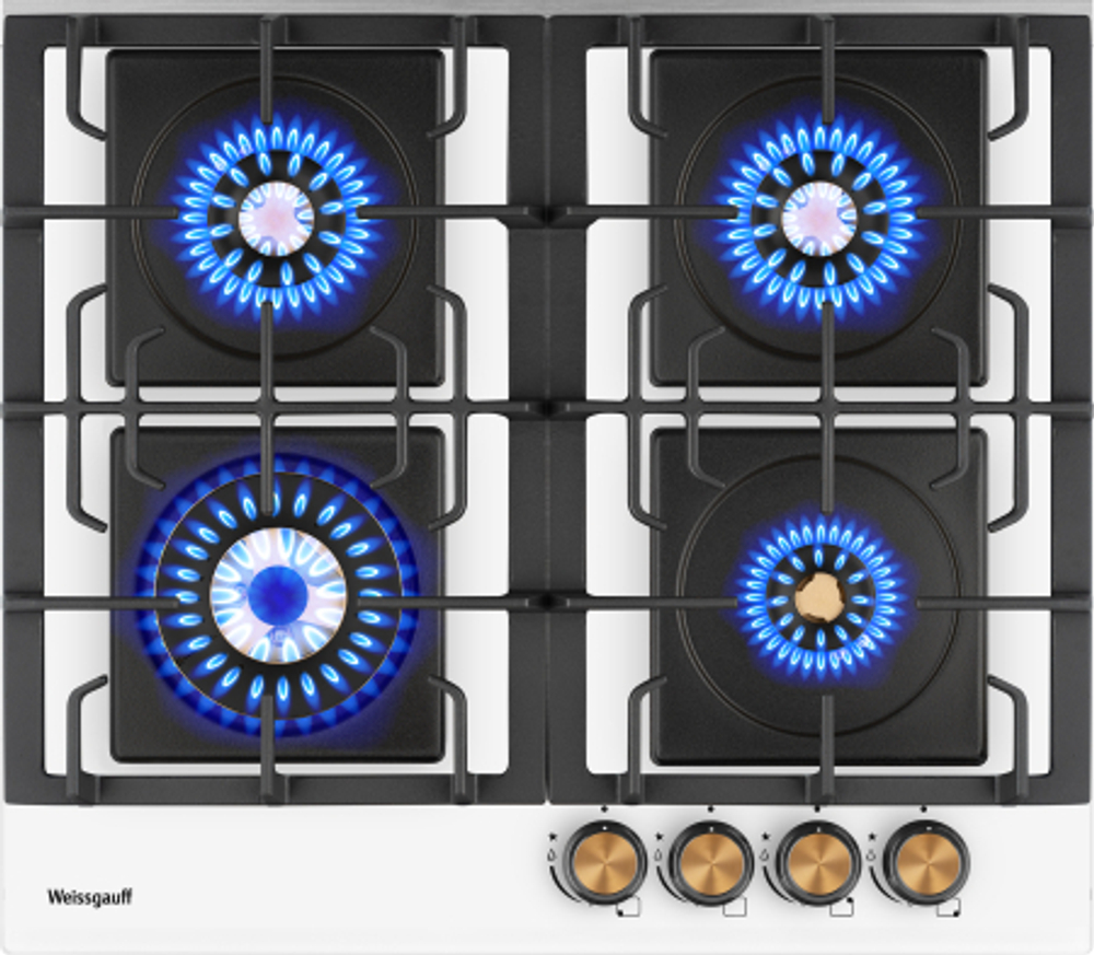Встраиваемая газовая варочная панель Weissgauff Weissgauff HGG 6445 WH Volcano Burner (432361)