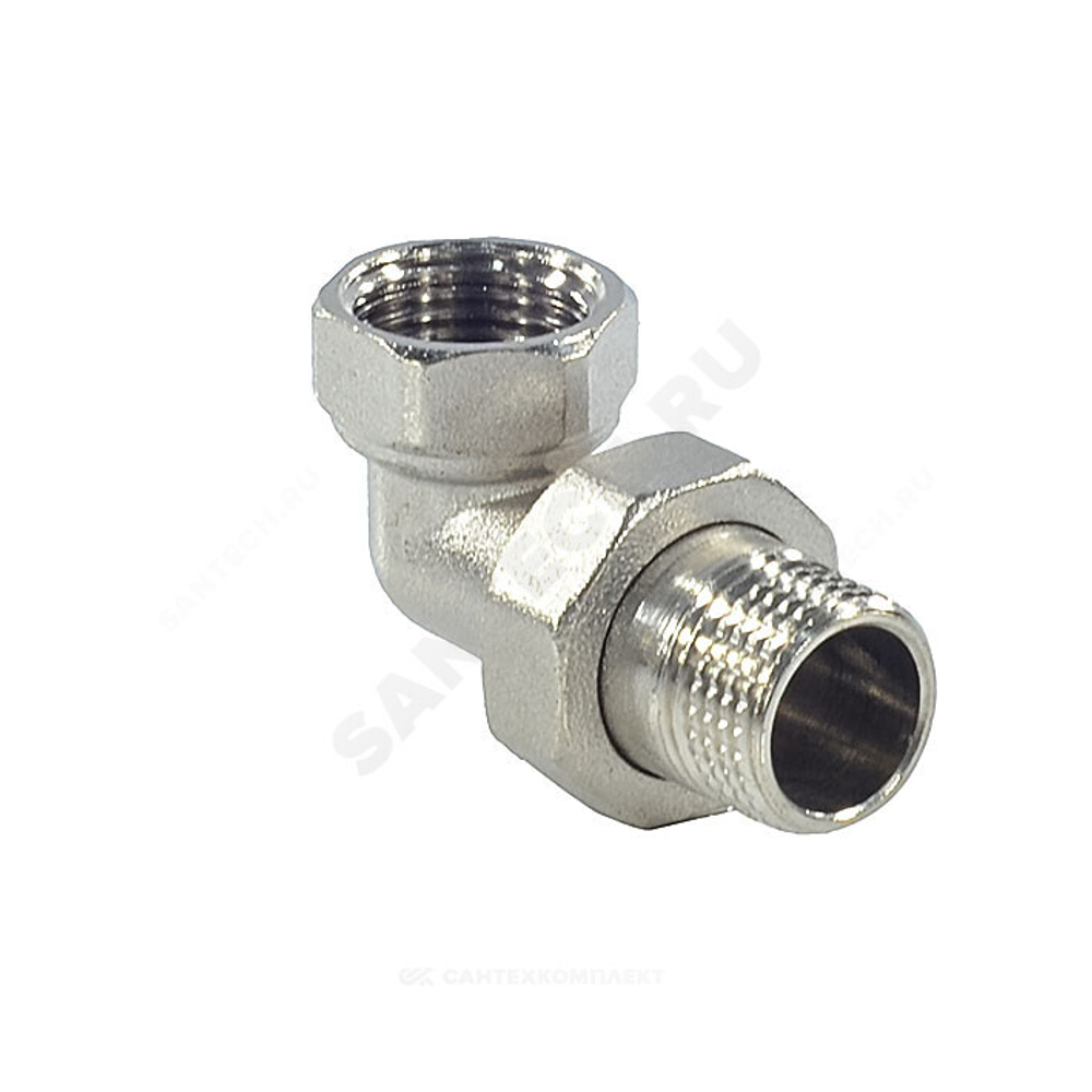 Соединитель латунь никель американка Ду 15 (1/2") угловой ВР/НР SantechSystems