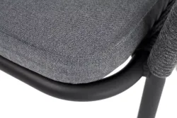 "Лион" стул плетеный из роупа, каркас алюминий серый (RAL7022) муар, роуп серый круглый, ткань серая 017