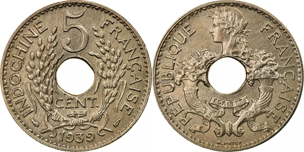 Французский Индокитай 5 сантимов, 1938 - 1939 Колония