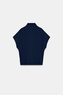 ZARA РУБАШКА С КОНТРАСТНЫМИ ПУГОВИЦАМИ, МОРСКОЙ СИНИЙ