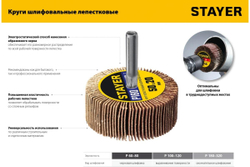 Круг шлифовальный лепестковый на шпильке STAYER P120, 30x15 мм 36606-120
