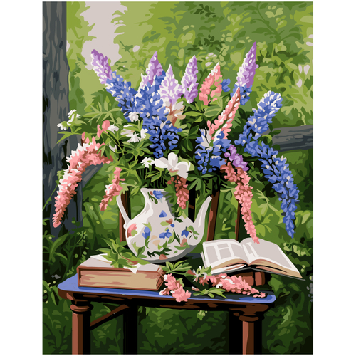 Картина по номерам на холсте "Букет люпинов", 30*40, с акриловыми красками и кистями, ТРИ СОВЫ