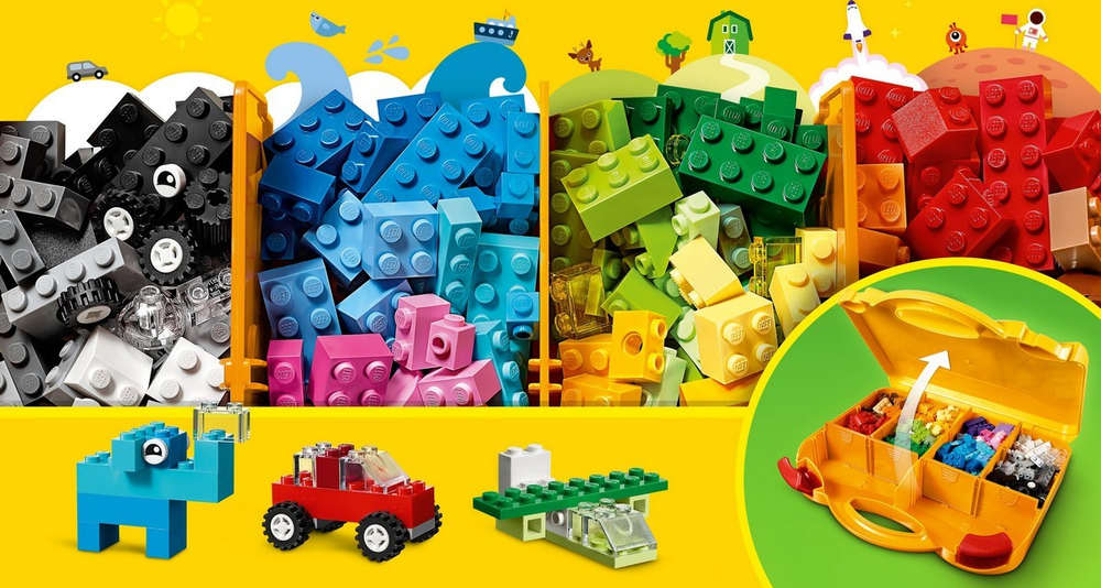 Конструктор Лего Классик Чемоданчик для творчества 10713 | LEGO Classic Creative Suitcase набор 213 деталей 4+