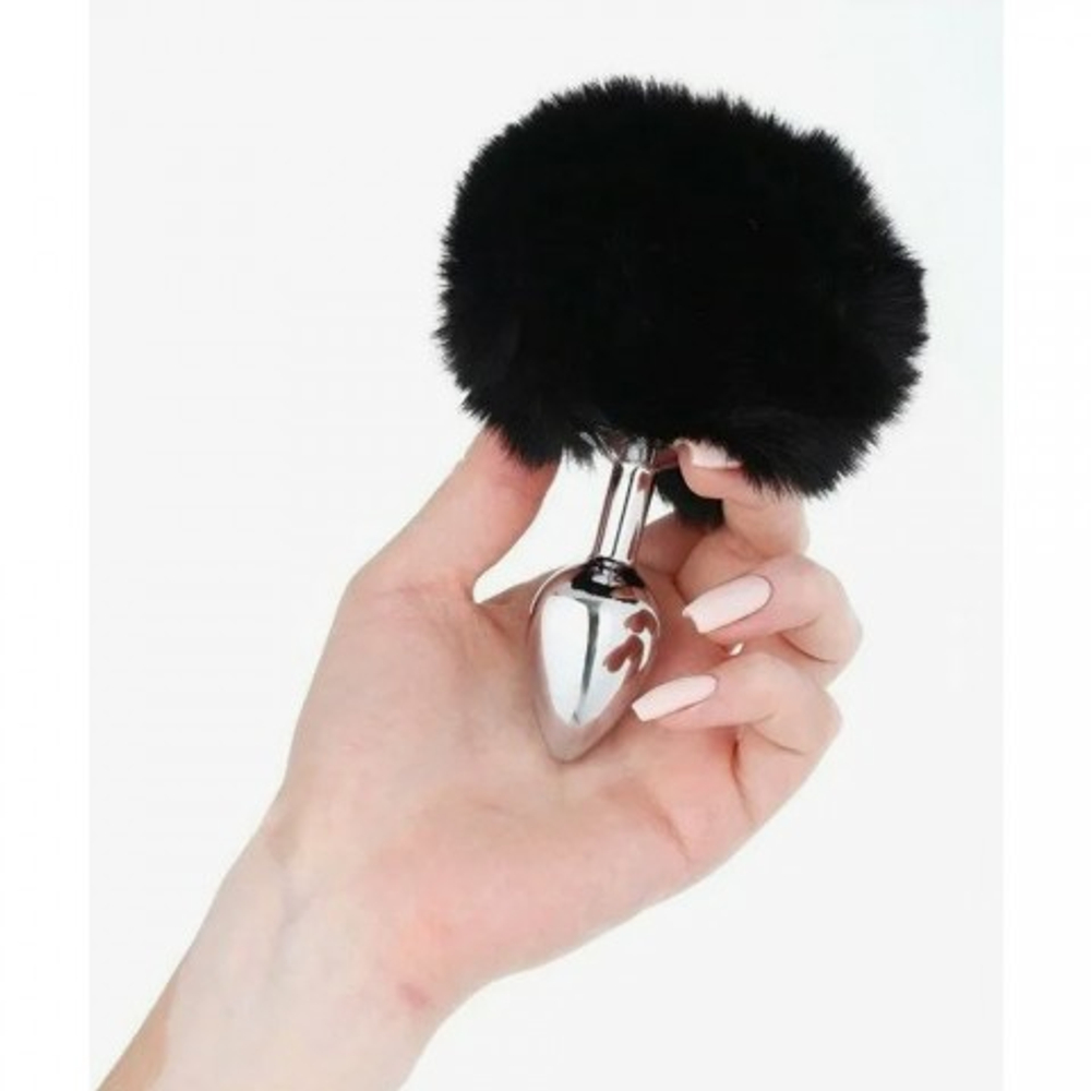 Анальный плаг Fluffy черный от Alive (L: 9*4,1 см.)