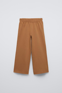 ZARA КОМПЛЕКТ ИЗ ХУДИ И БРЮК WIDE LEG ИЗ МЯГКОЙ ТКАНИ, СВЕТЛО-КОРИЧНЕВЫЙ