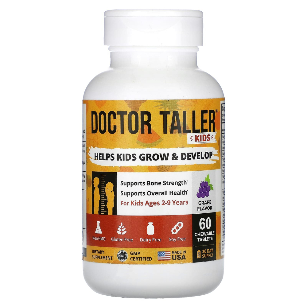 NuBest, Doctor Taller™, для детей в возрасте 2–9 лет, со вкусом винограда, 60 жевательных таблеток