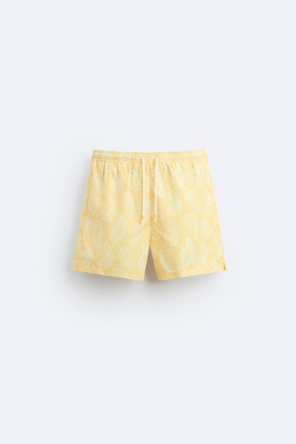 ZARA ПЛАВКИ КЛАССИЧЕСКОГО КРОЯ С ПРИНТОМ ПЕЙСЛИ, ПАСТЕЛЬНО-ЖЕЛТЫЙ