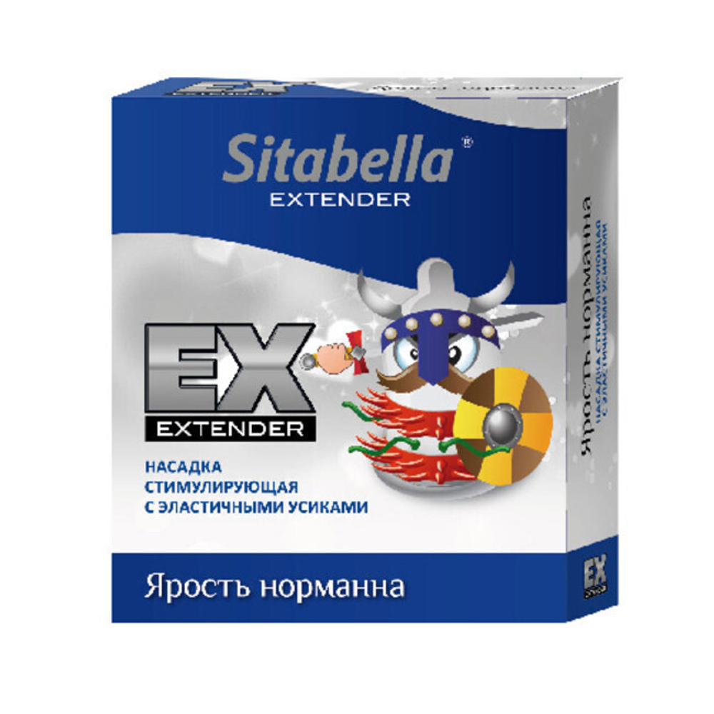Насадка-презерватив с усиками для дополнительной стимуляции Sitabella Extender "Ярость Нормана" 1 шт. (Цвет: прозрачный, красный, зеленый)