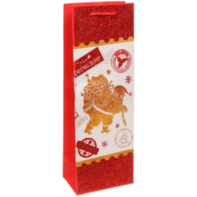 Пакет под бутылку «Новогодняя посылка» 36*12,5*8,5 см