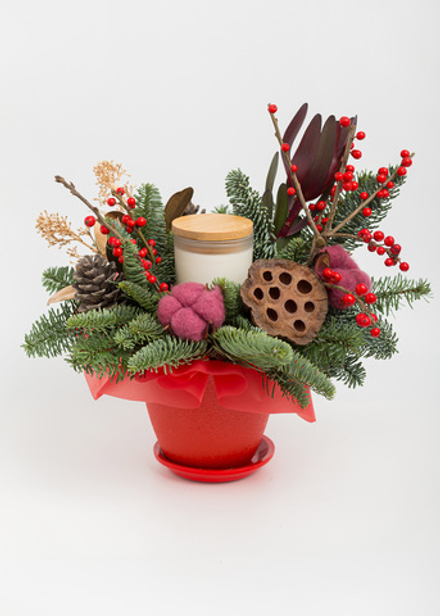 Новогодняя композиция со свечой #13