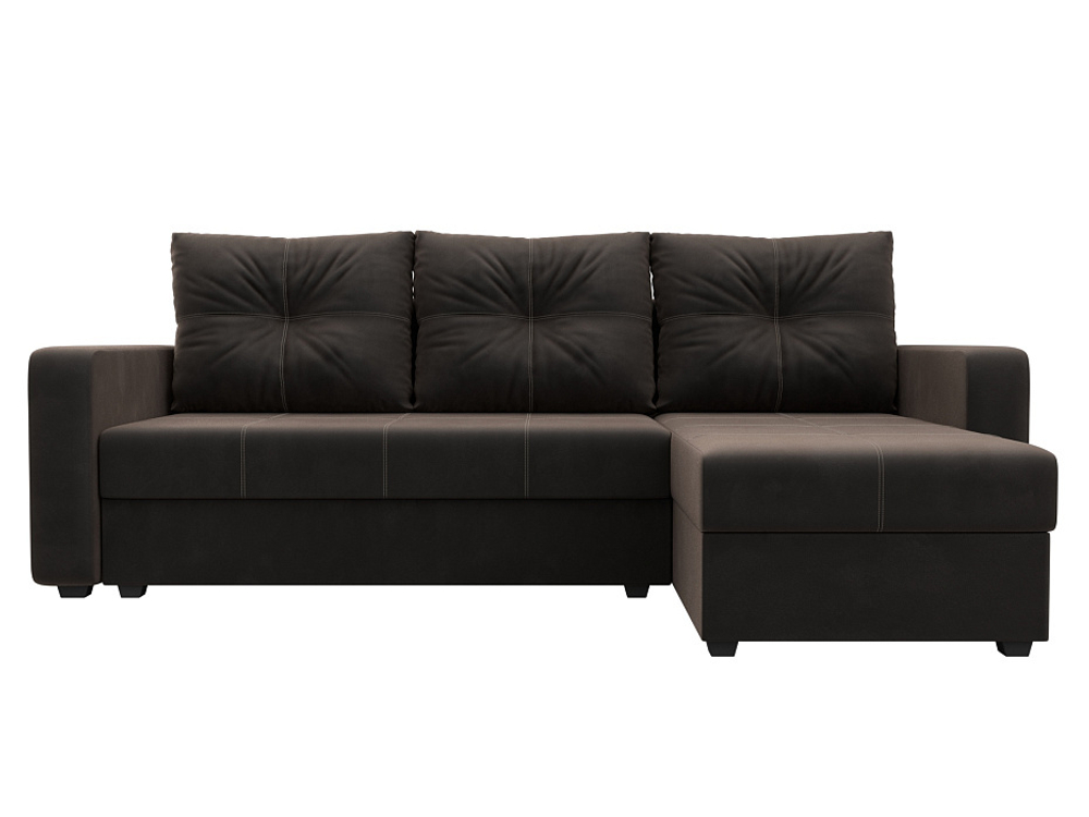 Диван угловой Ливерпуль Лайт правый угол, Коричневый, Велюр, 117722