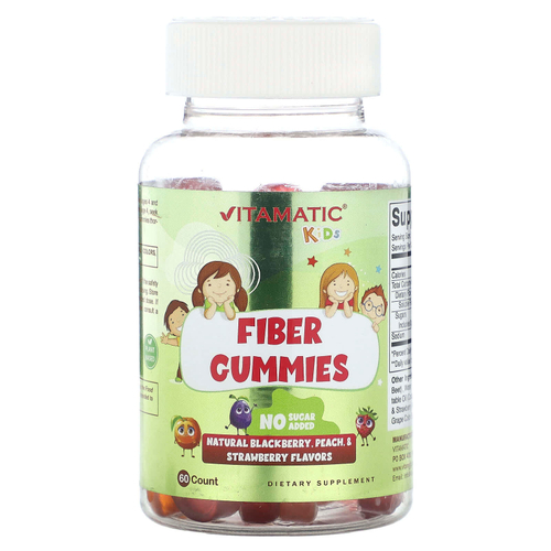 Vitamatic, Детские жевательные мармеладки, со вкусом ежевики, персика и клубники, 60 жевательных таблеток