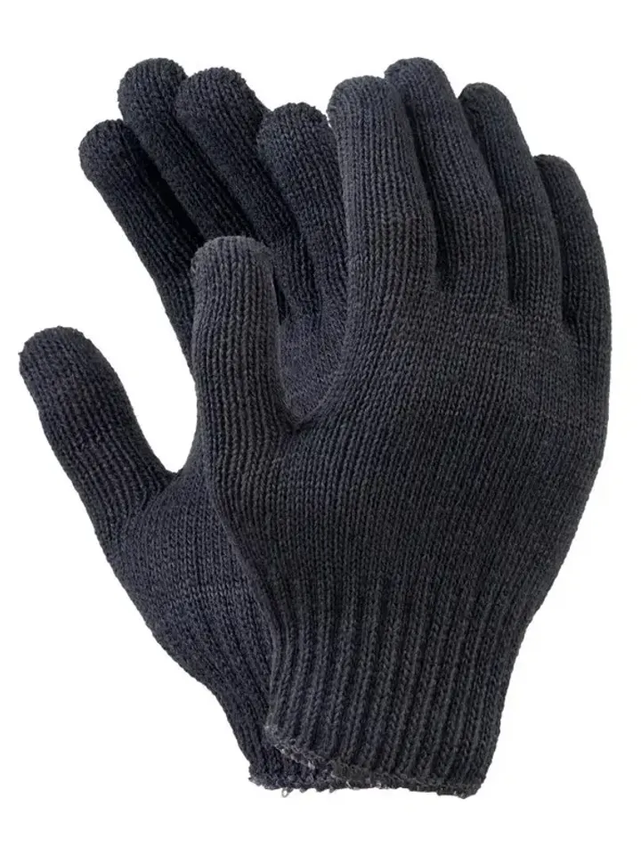 Перчатки одинарные полушерсть (черно-серые)