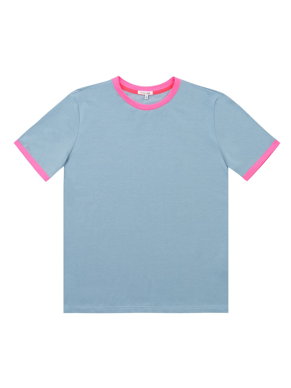 Женская футболка серо-голубой/розовый неон - folly dot.