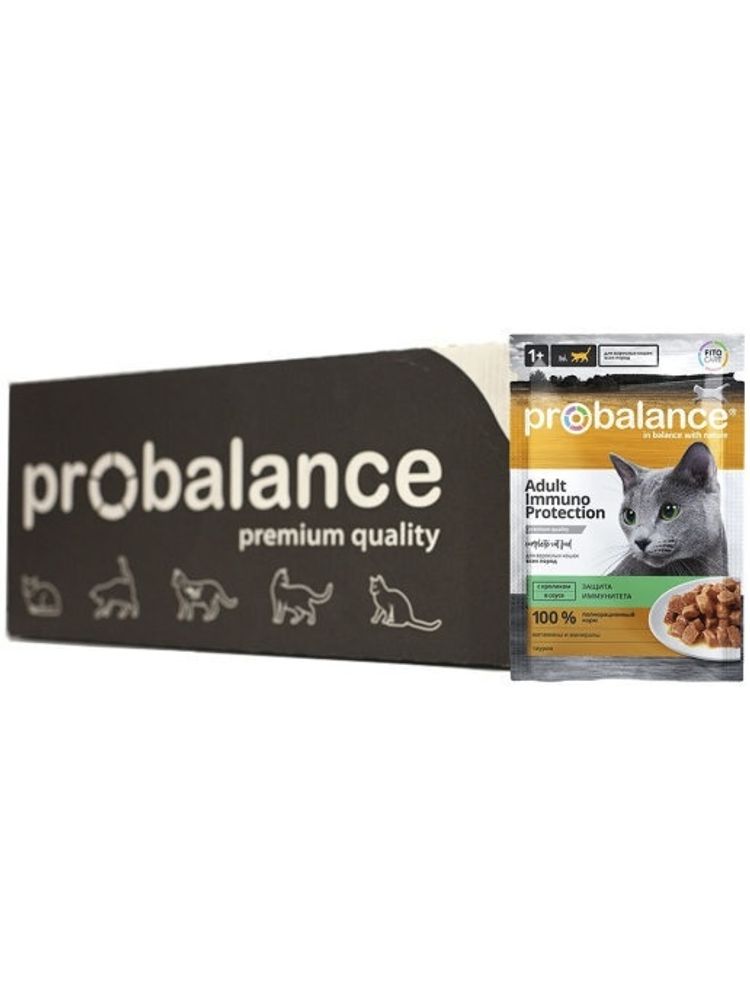 Влажный корм Pro Balance Adult Immuno для взрослых кошек, кролик, 25 шт x 85 г