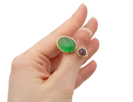 Кольцо "Duo- Нефрит и аметист"