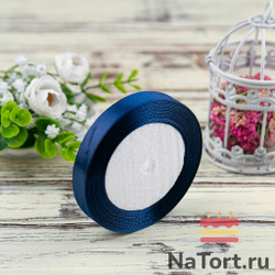 Лента атласная 12 мм  (23 метра, цвет №38   темно-синий)
