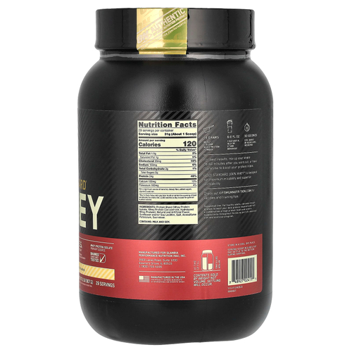 Optimum Nutrition, Gold Standard 100% Whey, сыворотка, французский ванильный крем, 907 г (2 фунта)