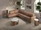 Диван модульный 5-ти местный 6281 с левым шезлонгом из светло-коричневой кожи