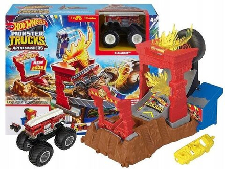 Игрушечный трек Hot Wheels Monster Trucks Arena Smashers - Базовый набор испытаний, включающий 1 авто с 5 сигнализациями и 1 машину-дробилку HNB90