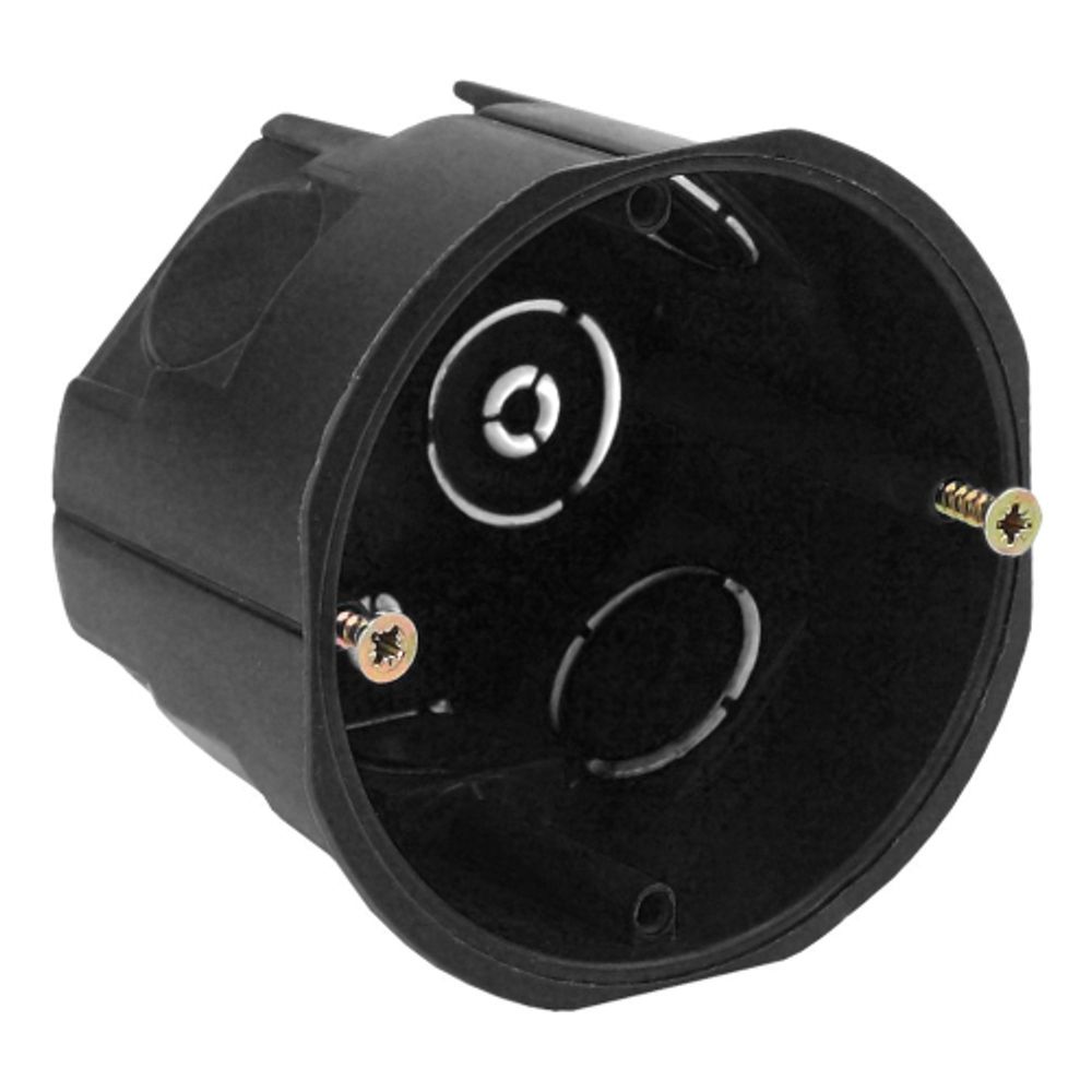 Коробка установочная ЭРА KUT-68-45-black черная 68х45мм для твердых стен саморезы IP20 | Коробки монтажные установочные для твердых стен